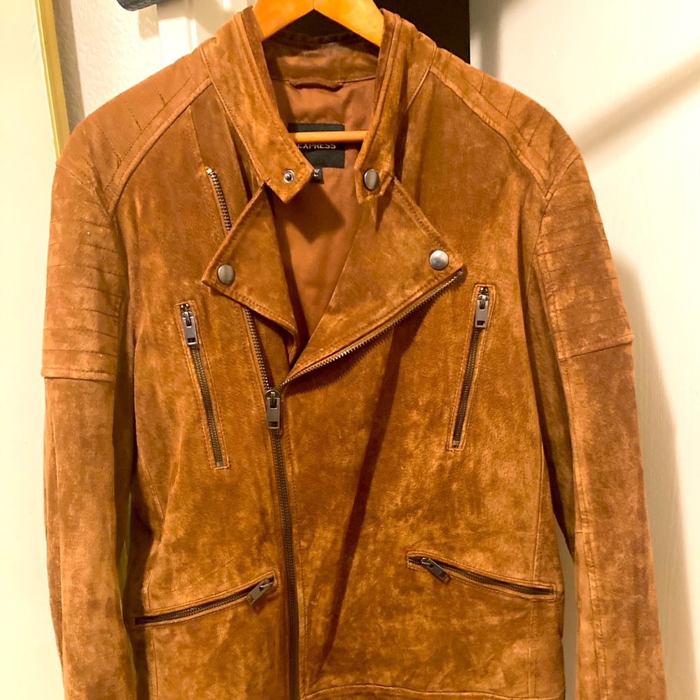 Tan suede motorcycle jacket